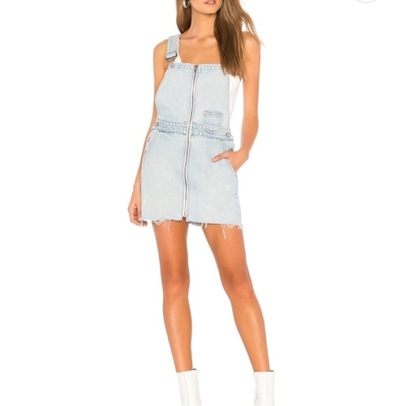 Lovers + Friends Jackson Denim Overall Dress in Edgewater Light Wash - Picture 1 of 12